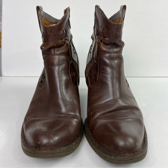 Born Ivy Brown Leather Daisy Cutout Heeled Western Boot - Picture 7 of 17